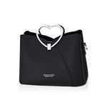 NICOLE & DORIS Fashion Handbag for Women Top Handle Bag PU Leather Messenger Bag Waterproof Shoulder Bag Ladies Crossbody Bag with Heart Shaped Handle Black