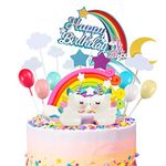 MOVINPE Unicorn Cake Topper Kit 21PCS, Rainbow Colorful Balloon Cloud Star Moon Cupcake Toppers for Kid Boys Girls, Baby Shower Party Favor Birthday Wedding Party