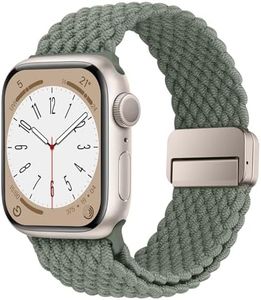 HITZEE Compatible con Correa Apple Watch 49/46/45/44/42/41/40/38mm, Correas Elástica con Cierre Magnético Diseñadas para Apple Watch Ultra 2 Serie 10 9 8 7 SE 6 5 4 3 (42/44/45/46/49, Verde Oliva)