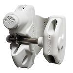 Safetech Hardware Two Sided Gate Latch for 5-inch Post, Wrap Around Design - No Drilling Through The Post, Double Gate Latch w/Push Button on Both Sides, Padlock Lockable Latch (SLV Viper X5 White)