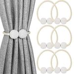 MELALUXE 6 Pack Magnetic Curtain Tiebacks, Decorative Curtain Holdbacks for Window Décor (Beige)