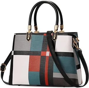 Tibes Top-Handle Handbags for Women Ladies Satchel Purse Splicing Color Shoulder Bag Fashion Tote Bags