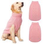 Mihachi Turtleneck Dog Jumper - Dog Sweater Winter Coat Apparel Classic Cable Knit Clothes with Leash Hole for Cold Weather