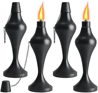 FAN-Torches 4 Pack Metal Table Top Torches, 18 oz Citronella Torches for Outside, Easy to Refill Citronella Flame Light Torch with Wicks and Covers, Landscape Lanterns Torches for Yard, Patio, Garden