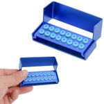 16 Holes Burs Holder Block Case 1.6mm&2.35mm Shank for CA/RA＆FG Autoclavable Burs Holder with Silicon Cover Blue Color