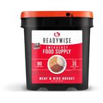 ReadyWise, 80 Servings, Meat & Rice Bucket, Roasted Beef & Chicken, Grab & Go Food Kit, Freeze Dried, 15 Years Shelf Life, Emergency Food