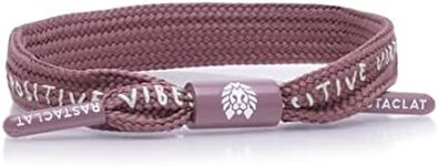 Rastaclat Motivational Bracelet for Men and Women of All Ages - Positive Vibes Pale Mauve Bracelet | Adjustable Stackable Single Lace Bracelet Made by Hand (Small/Medium)