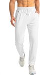 G Gradual Men's Sweatpants with Zipper Pockets Tapered Joggers for Men Athletic Pants for Workout, Jogging, Running, White, Medium