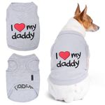 Parisian Pet Dog Cat Clothes Tee Shirts I Love Daddy T-Shirt, M