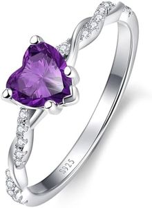 Yaresul 1.25Carat Created Purple Amethyst Ring for Women 925 Sterling Silver Amethyst Engagement Ring Purple Heart Ring for Women Promise Ring for Her Size 7