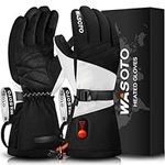 Heated Gloves for Men Women 7.4V Battery 22.2Wh Rechargeable Heated Gloves Touchscreen Waterproof Electric Heated Gloves for Winter Outdoor Work Skiing Hiking Camping (Black, XL)