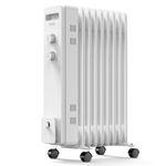 VonHaus Oil Filled Radiator 9 Fin – Oil Heater Portable Electric Free Standing 2000W for Home, Office, Any Room – Adjustable Thermostat, 3 Heat Settings, 4x Wheels, 1.5m Power Cable – 2 Year Warranty