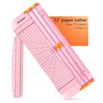 WORKLION Straight Paper Cutter for Crafting – Pink 12 Inch Paper Trimmer with Security Safeguard and Side Ruler, Perfect for Cardstock, Coupon,Photos and Crafting Paper.