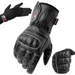 Islero Professional Leather Motorbike Motorcycle Gloves Windproof Waterproof Carbon Fiber GEL Knuckle (X-Large)