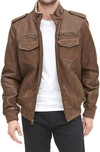 Levi's Men's Faux Leather Aviator Bomber Jacket (Regular & Big & Tall Sizes), Earth/Sherpa Lined, Medium