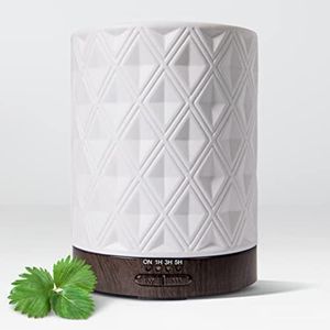 Difusor de Aceite Esencial Earnest Living para el hogar Difusor de cerámica Blanca Temporizadores de 250 ml Luces nocturnas y función de Apagado automático Humidificador Difusor de Aroma Oficina