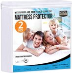 Utopia Bedding Waterproof Mattress Protector Twin Size (Pack of 2), Premium Terry Mattress Cover 200 GSM, Breathable, Fitted Style with Stretchable Pockets (White)