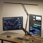 SKYLEO LED Desk Lamp - Double Head Desk Light with Remote Control - Eye Protection, 2400 LM, 24W, 5 Color Modes, Timing & Memory, Easy to Install - Suitable for Office, Reading, Drawing - Black
