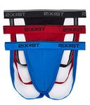 2(X)IST Men's Cotton Stretch Jock Strap 3-Pack, Scotts Red/Black/Skydiver, S