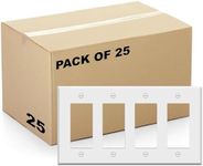 (25 Pack) 4-Gang White Metal Rocker Switch Cover | Standard Size Wall Plate for GFCI, Dimmer, or Decorator Outlets | Painted Finish | Corrosion Resistant | Unbreakable Metal Construction