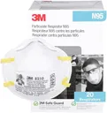 3M 8210 Particulate Respirator, N95, Pack of 20 Disposable Respirator, NIOSH APPROVED, Two-Strap Cup Style Design, Lightweight with Cushioning Nose Foam