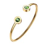 August Birthstone Peridot Cuff Bracelet 18K Gold Plated Green Crystal Bangle Bridesmaid Women Jewelry