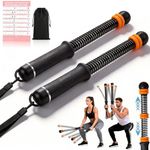Upgrade Portable Ropeless Battle Ropes - Adjustable Weights Cordless Battle Ropes for Home Gym with Training Poster - Battle Rope Sticks Exercise Equipment for Low-Impact Workout, HIIT & Cardio -Black
