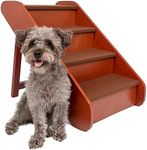 PetSafe Solvit Folding Wood Pet Steps, Carpet Covers Keep Your Dog or Cat from Slipping, Safety Tested for Durability, Simple to Store