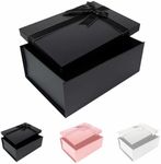 DAWNTREES Black Gift box with Lid,29x22x10.5cm,Gift Packaging Box with Greeting Cards (29x22x10.5cm, Black)