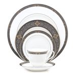 5-Piece Place Setting, Lenox Vintage Jewel Fine Dinnerware : Lenox Vintage Jewel Platinum-Banded Bone China 5-Piece Place Setting, Service for 1