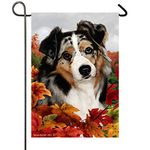 Best of Breed Australian Shepherd Blue Merle Fall Leaves Garden Flag 12" x 17"