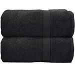 CB CASABELLA 2 Piece Jumbo Bath sheet 100% Combed Cotton Extra Large Bath Towel bale set super Absorbent Soft Black 2 Pack 90X180 CM Bath-sheets for bathroom