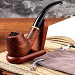 Joyoldelf Smoking Pipes, Rose Smoking Pipe, Deepened & Windproof Wooden Tobacco Pipe with A Foldable Tobacco Pipe Stand, Bonus A Gift Box