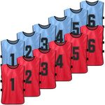 YaSao 12 PCS Kid's Football Pinnies 2 Colors Quick Drying Soccer Jerseys Youth Sports Scrimmage Basketball Team Training Numbered Bibs Practice Sports Vest