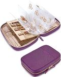 BAGSMART Jewelry Travel Organizer Case Transparent Jewelry Storage Book Ring Binder Jewelry Bags Clear Booklet Zipper Pouch Bag for Necklaces, Earrings, Rings, Bracelets, Purple