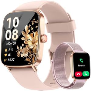 Smart Watch for Women, 1.85" HD Smartwatch Compatible iPhone/Samsung/Android (Answer/Make Calls), 100+ Sport Modes Fitness Tracker with Heart Rate/Sleep/SpO2 Monitor, IP68 Waterproof, with 2 Bands