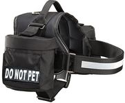 Doggie Stylz Do Not Pet Dog Harness Vest with Removable Saddle Bags and Reflective Patches. (Black Fits Girth 28-38 inches)