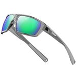 ATTCL Polarized Wrap Sunglasses For Men Cycling Driving Fishing - Sports Glasses Ultralight 5001 Clear+Green