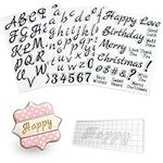 4 PCS Alphabet Letter Fondant Stamps for Biscuit Cake Cookie, Upgraded Food Grade Alphabet Cake Stamp Tool Uppercase Extra Spare Lowercase Numbers Phrases for Christmas Party Reusable Cookie Stamp