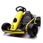 Kids Republic 24V Electric GoKart - Outdoor Racer Drifter Go Kart Drift Car for Kids and Adults with Upgraded Design (Yellow)