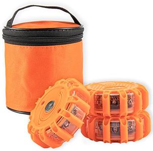 UYYE 3-Pack LED Road Flares Emergency Warning Lights, Car Exterior Accessories Roadside Safety Beacon Disc Flashing Warning Flare (Batteries Not Included)