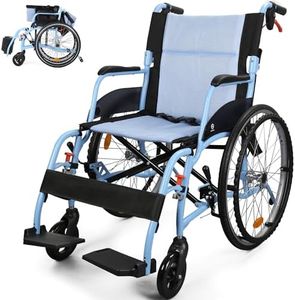 Wheelchairs for Adults, WHLICKS 2025 Premium Comfortable Transport Wheelchair Lightweight Foldable，25lb Portable Transfer Chair for Seniors with Swing-Away footrests and Anti Tipper, 264lb Capacity