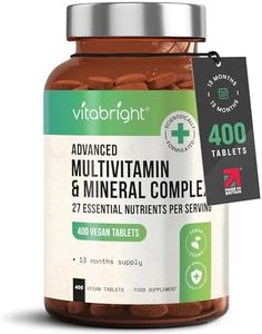 Adult Multivitamin with Iron and Minerals, 400 High Strength Multivitamin 100% RDA of All Vitamins, Vegan Multivitamin Tablets for Women, Multivitamin Tablets for Men, VitaBright Vitamin Supplements