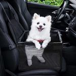 GENORTH Dog Car Seats for Small and Medium Dogs,Portable Puppy/Pet Car Booster Seat with Clip-On Leash and Mesh Window for Pet Up to 20 lbs
