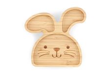 PURELY MAMA - Tabbit- The Rabbit Bamboo Suction Plate for Toddler and Kids Led Weaning, BPA Free, Plastic Free, Organic and Eco Friendly.