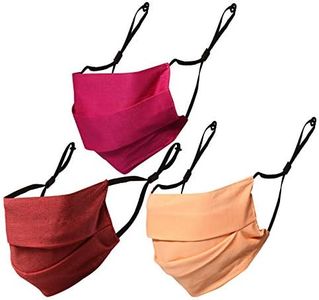 Touchstone Soft Cotton Filter Pocket Nose Bridge Adjustable Double Layer face mask Reusable Machine Washable for Men, Women. (Pack of 3). Red Peach Pink