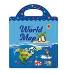 ASTARON World Map Sticker Book for Kids, including 88 Pcs Reusable World Map Stickers for Toddlers, 3D Puffy Sticker Game Educational Sensory Learning Toy, Party Supplies Birthday Gift