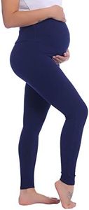 Amorbella Cotton Maternity Leggings Over Bump Buttery Soft Tight Pants Pregnancy Yoga Workout Active Wear (Navy Blue, Medium)