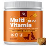 PETPAL Multivitamin for Dogs - 10 in 1 Multifunctional Supplement Treat Including Heart, Joint, Immune, Probiotic, Health, Coat, and Skin for Dogs of All Ages (Chicken Flavor)