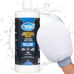 Poli Glow Boat & RV Polish Kit with Applicator Mitt - 32 oz High-Gloss Fiberglass Polish for Boats and RVs - Easy to Apply, Long-Lasting Shine - Hydrophobic Boat Cleaner - UV Protection - 2-in-1 Kit